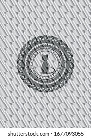 icono del gato dentro de la placa de plata. Patrón de escalas. Ilustración vectorial. Detallado.