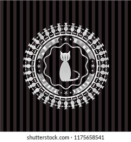 cat icon inside silvery shiny badge