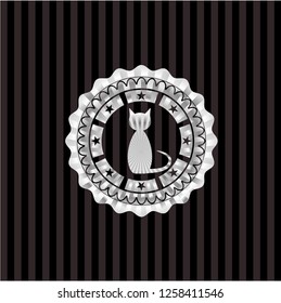 cat icon inside silvery shiny badge
