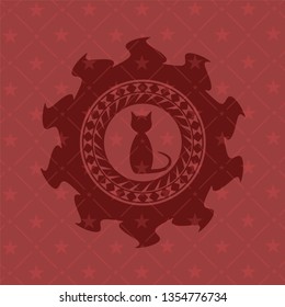 cat icon inside vintage red emblem