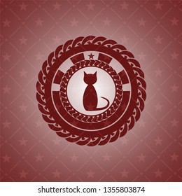 cat icon inside vintage red emblem