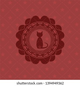 cat icon inside vintage red emblem