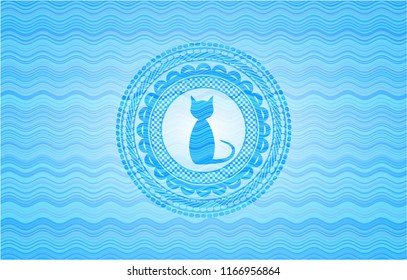 cat icon inside water concept style emblem.