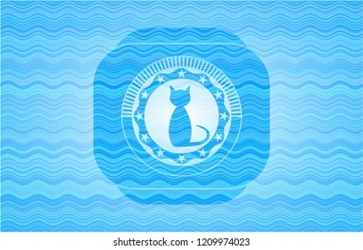 cat icon inside water concept emblem background.