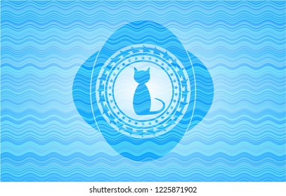 cat icon inside water representation style emblem.