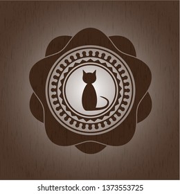 cat icon inside wood emblem. Retro