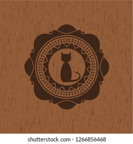cat icon inside wood signboards