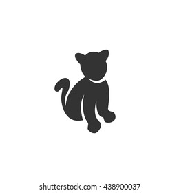 Cat icon isolated on a white background. Logo silhouette design template. Simple symbol concept in flat style. Abstract sign, pictogram for web, mobile and infographics - stock vector