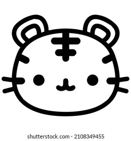 cat icon, kitten drawing for the kids, painting of baby tiger, wildlife or wild animal, the sign of power and danger