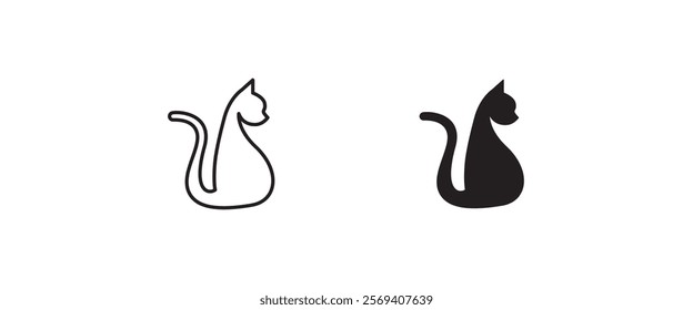 cat icon, kitten icons button, vector, sign, symbol, logo, illustration, editable stroke, flat design style isolated on white, pet veterinary clinic shop, House animals