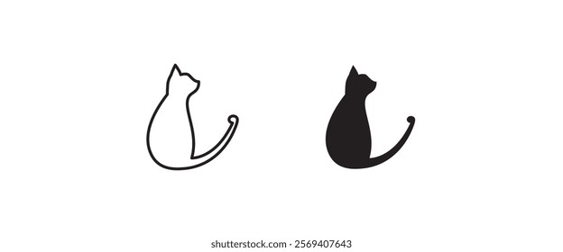 cat icon, kitten icons button, vector, sign, symbol, logo, illustration, editable stroke, flat design style isolated on white, pet veterinary clinic shop, House animals