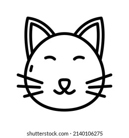 Cat Icon. Line Art Style Design Isolated On White Background