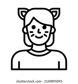 Cat Icon. Line Art Style Design Isolated On White Background