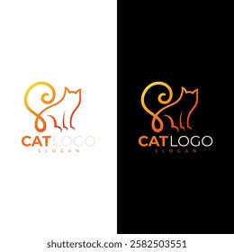 cat icon with line style and pet logo, simple design
