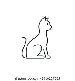 Cat icon line symbol, Vector isolated pet illustration. Side view.