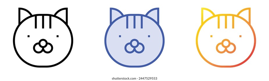 icono de gato. Diseño de estilo de relleno lineal, azul y degradado aislado sobre fondo blanco