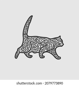 Cat Icon Logo Creative Design in Modern Abstract Line Art Style. for Pet Shop, T-shirts, Wall Frames, etc. Best Cat Vector Illustration