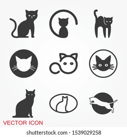 Cat icon. Logo design vector template Flat style.Home pet veterinary clinic store Logotype concept icon