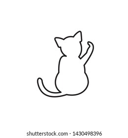 cat icon, logo line art design template