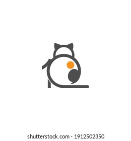 Cat icon logo with number 1 template design vector  illustration