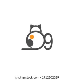 Cat icon logo with number 9 template design vector  illustration