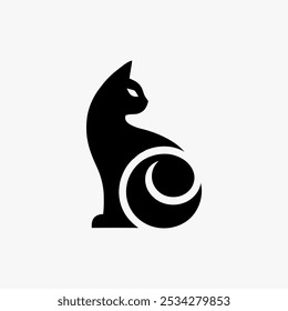 Icono de gato logo silueta Vector negro