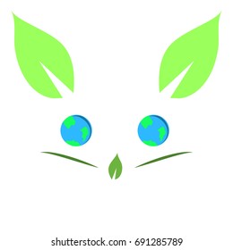 Cat icon, logo, symbol. Eco style. 