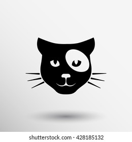 Cat icon minimal isolated white kitty.