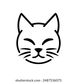 Cat icon or modern line symbol. Vector line art and icon design with bold outline. Black and white Pixel Perfect minimalistic symbol isolated white background. Silhouette simple thin sign