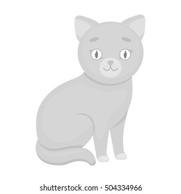 Cat icon in monochrome style isolated on white background. Cat symbol stock vector illustration.