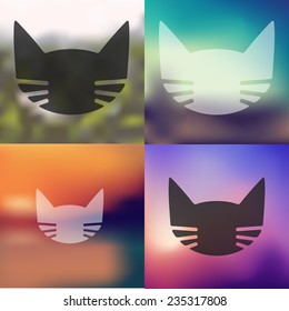 cat icon on blurred background