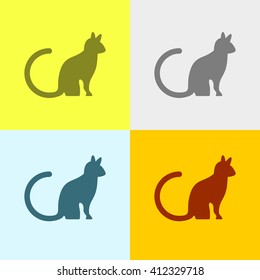 Cat Icon on Four Different Backgrounds. Eps-10.