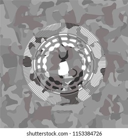 cat icon on grey camouflage texture
