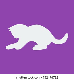 cat icon on purple background. Vector illustration