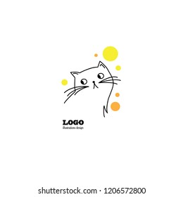 Cat Icon on White Background