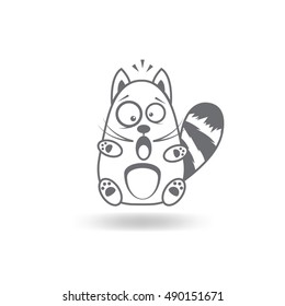 cat icon on a white background. Dissatisfied fat cat, there is nothing to eat