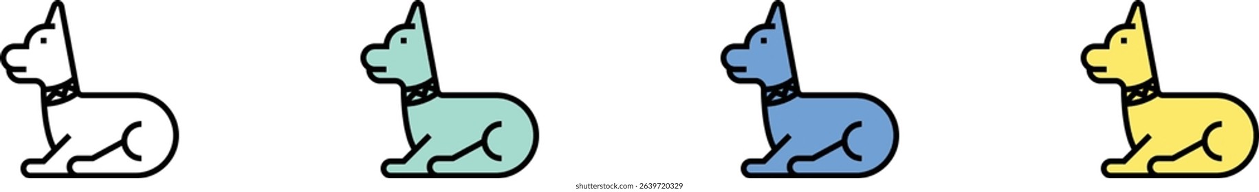cat icon. Outline, Green, Blue and Yellow Style Design Isolated On White Background