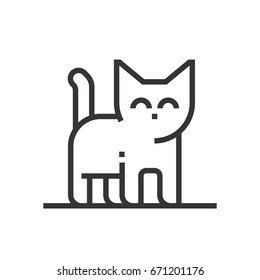 Cat icon, part of the square icons, real estate icon set. The illustration is a vector, editable stroke, thirty-two by thirty-two matrix grid, pixel perfect file.