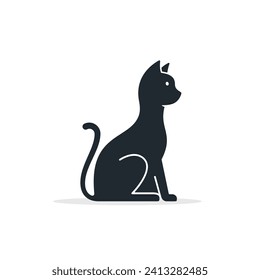 Cat icon, pet symbol, Vector isolated illustration. Side view silhouette.