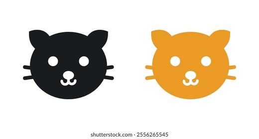 Cat icon set in black and colored versions.