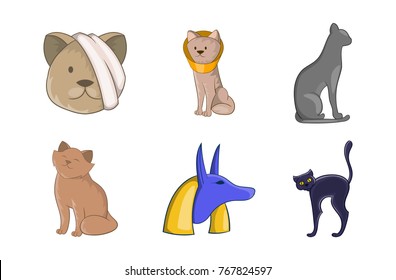 Cat icon set. Cartoon set of cat vector icons for your web design isolated on white background