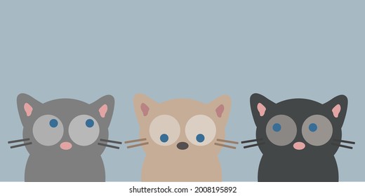 Cat icon set. Cute kawaii cartoon character. Funny kitten kitty. Happy Valentines Day. Greeting card tshirt notebook cover print. Baby background. Flat design. Vector