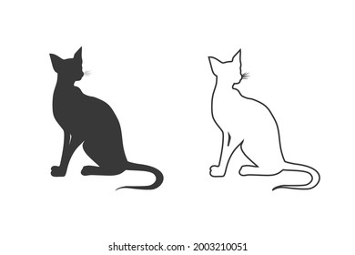 Cat icon set in flat style. vector illustration