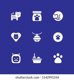 cat icon set. lion, paw sticker and pet food vector icon for graphic design and web