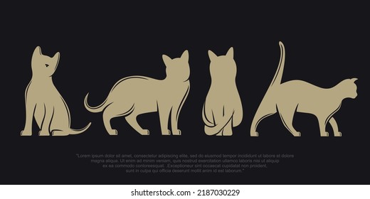 Cat icon set logo design template
