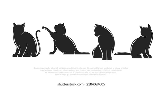 Plantilla de logotipo de conjunto de iconos de gato aislado en fondo blanco