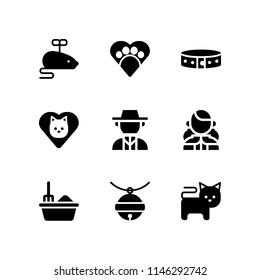 cat icon set with norwegian, cat and mouse toy vector icons for web and graphic design