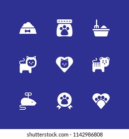 cat icon set. paw, mouse toy and paw ribbon vector icon for graphic design and web