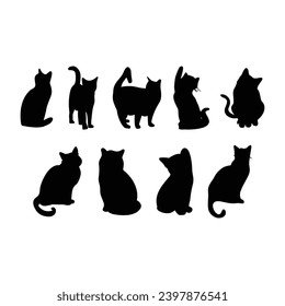 Cat icon set silhouette illustration