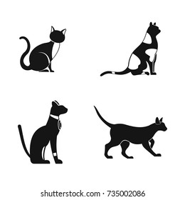 Cat icon set. Simple set of cat vector icons for web design isolated on white background